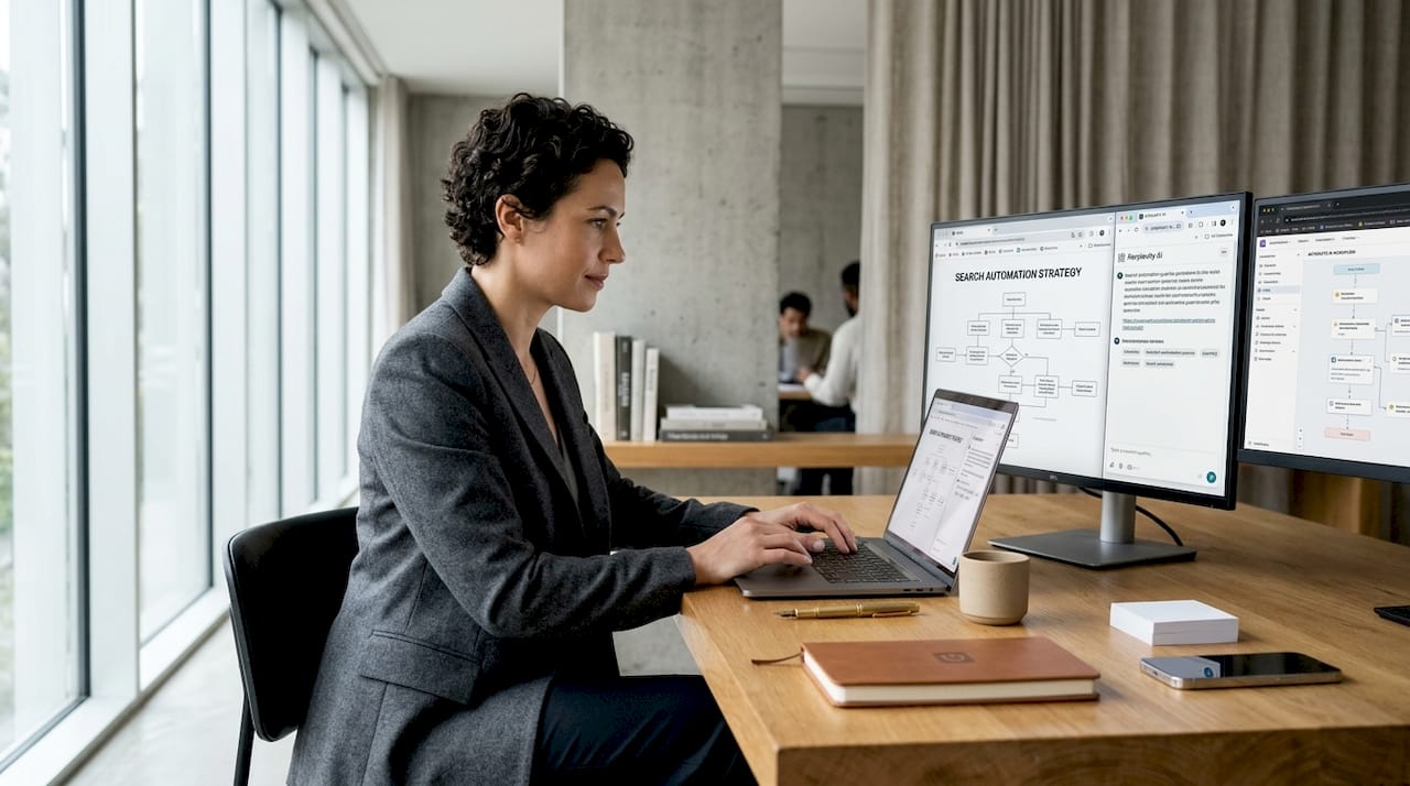 Worker configuring search tools in workspace