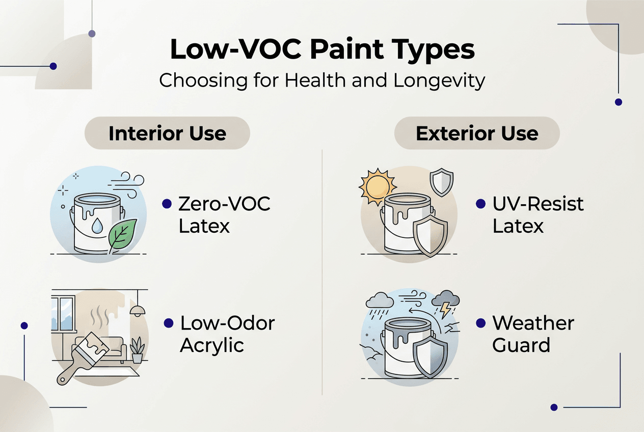 Infographic comparing low-VOC paint types