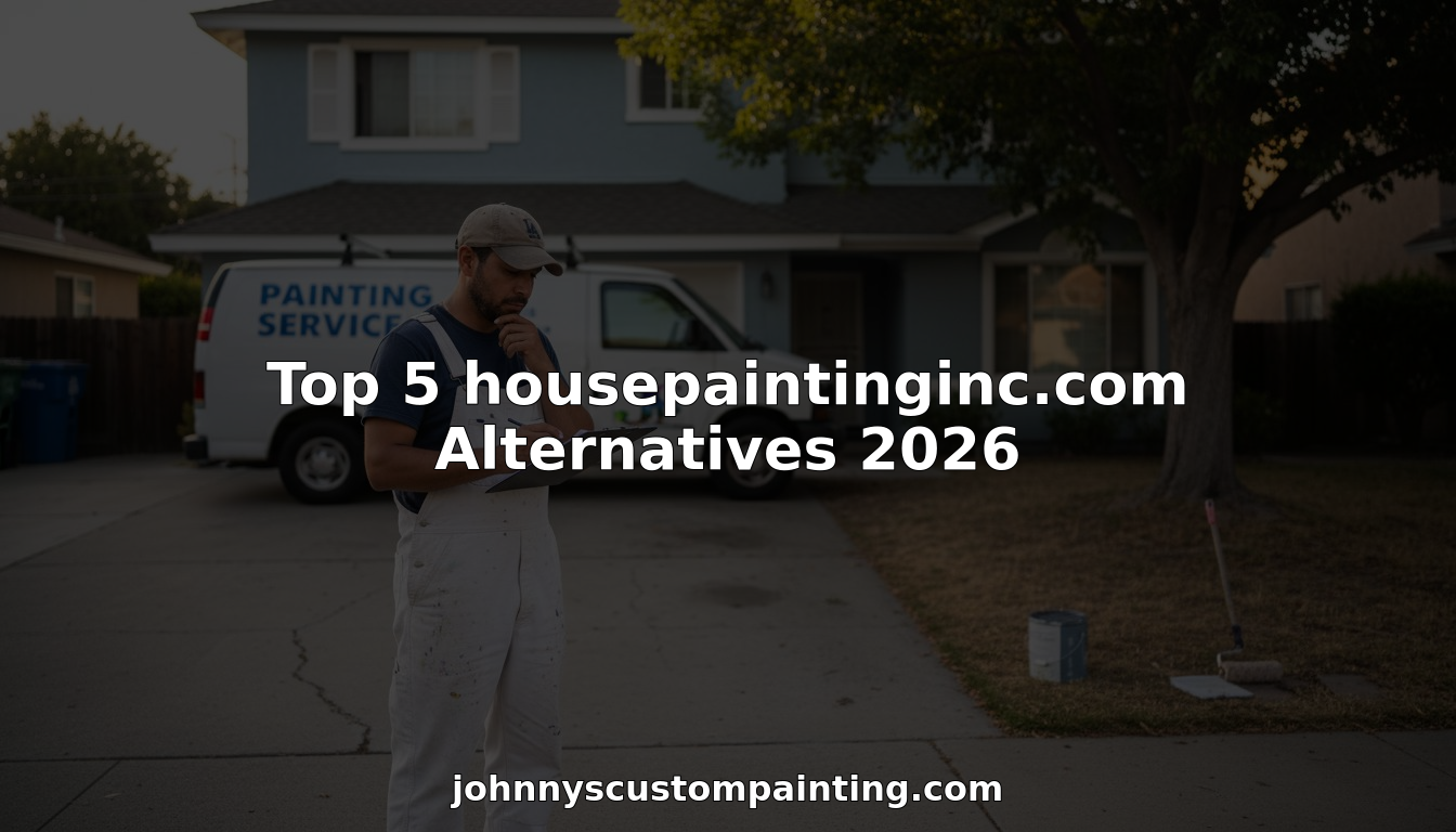 Painter checking notes in suburban Los Angeles driveway