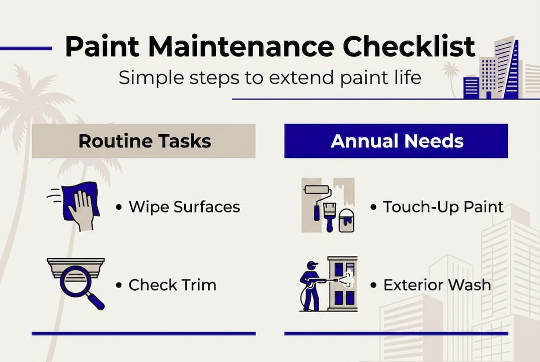 Infographic with paint maintenance checklist steps