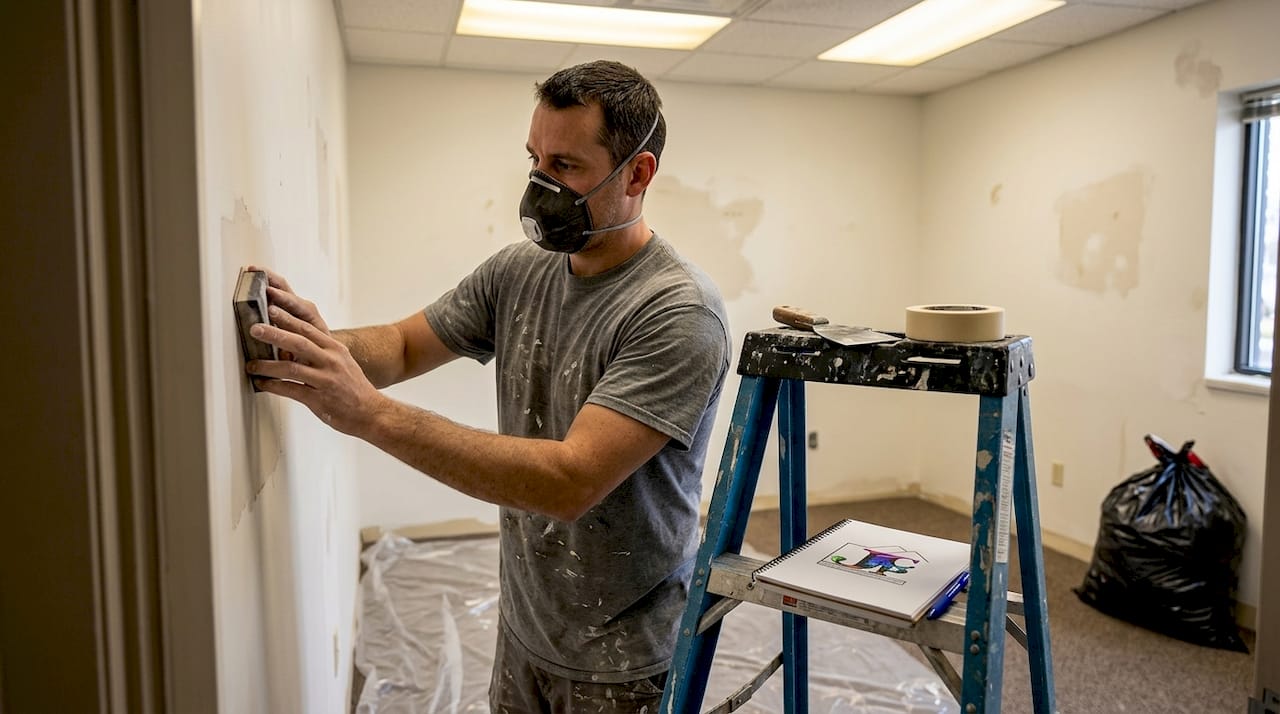 Interior wall preparation before painting process