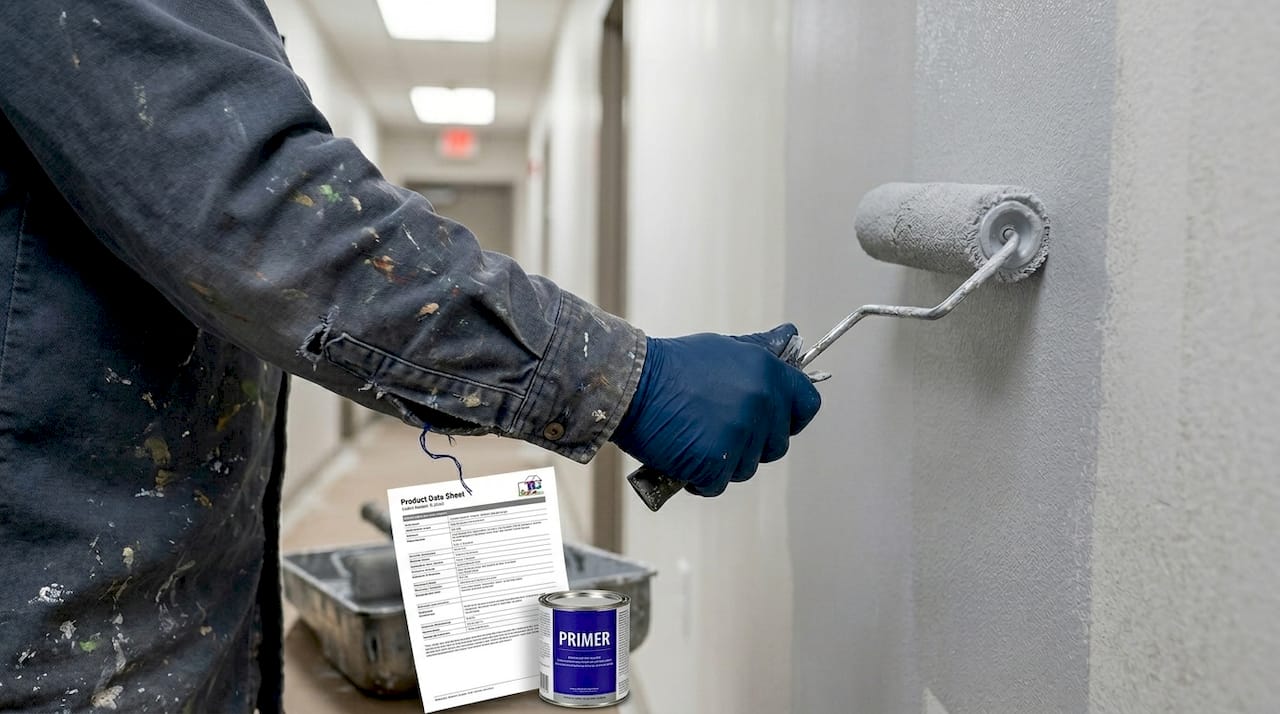 Primer being applied to interior wall