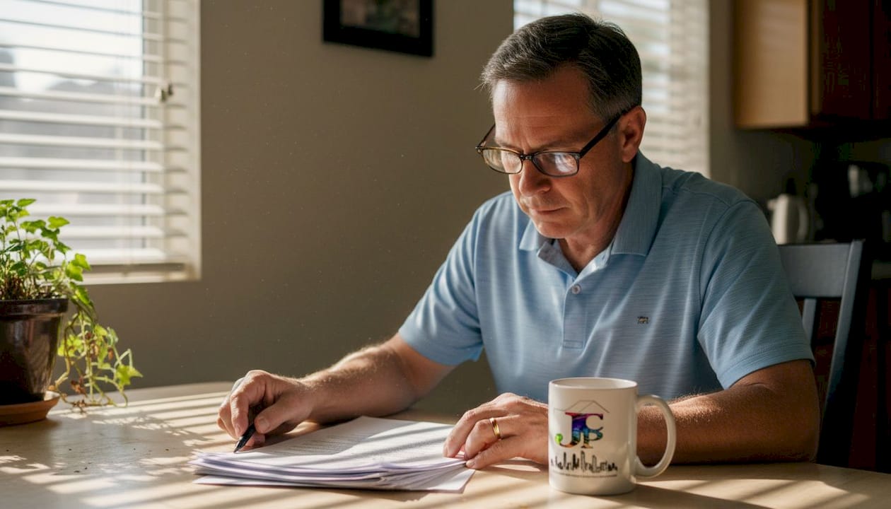 Homeowner reviewing painting contract paperwork