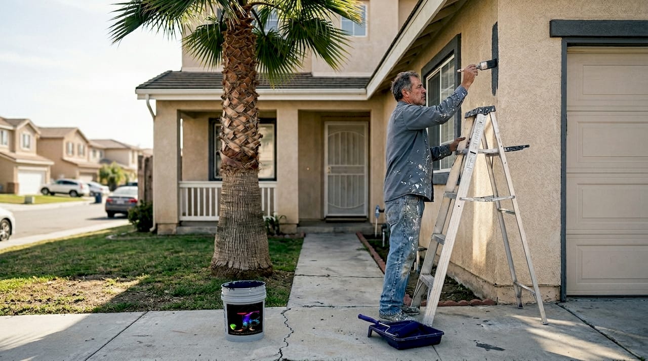 Los Angeles homeowner painting home exterior