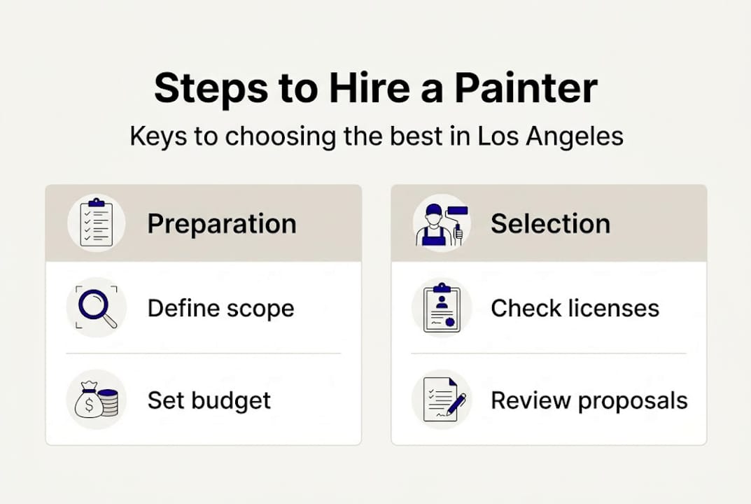 Infographic of painting hire steps for Los Angeles