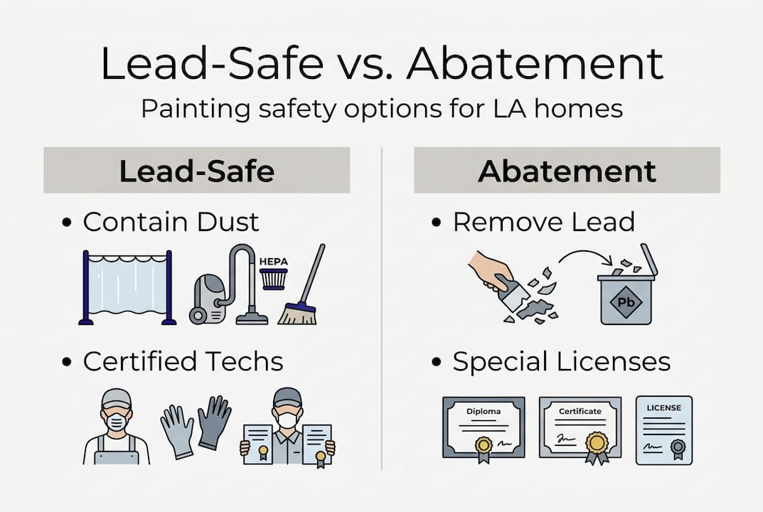 Infographic comparing lead-safe and abatement methods