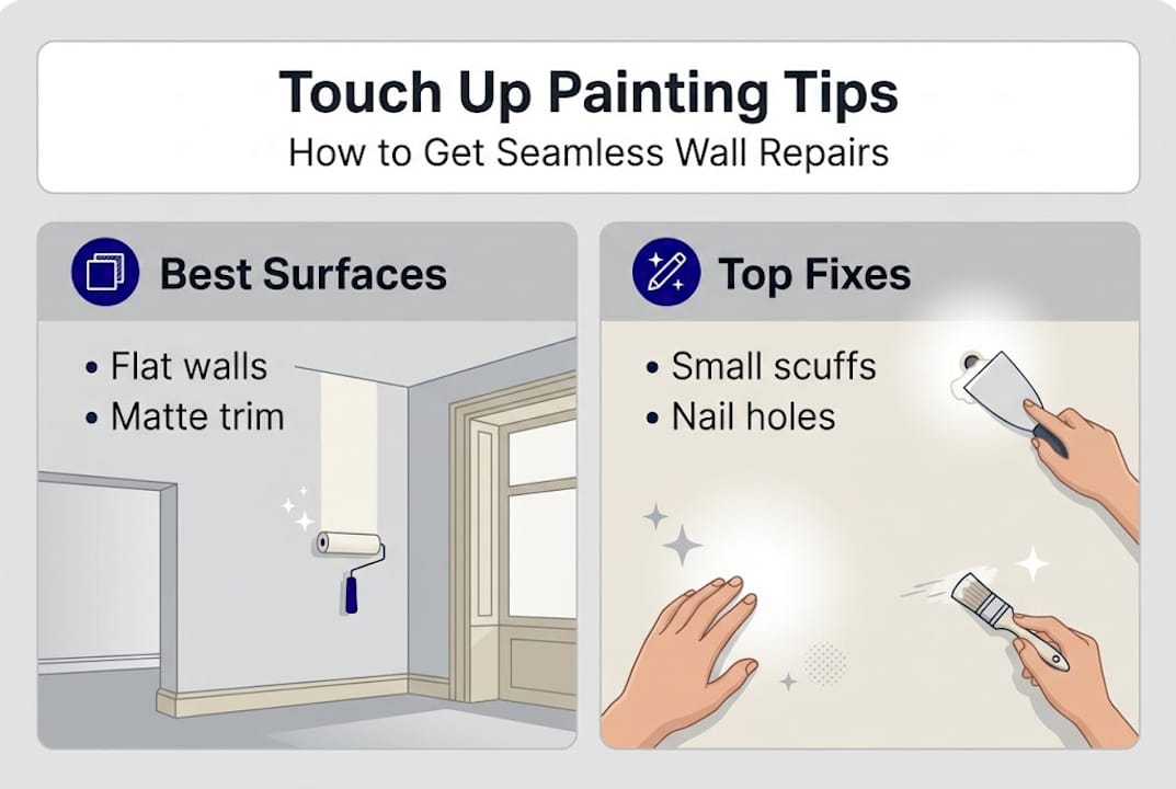Infographic on best surfaces and fixes for touch up