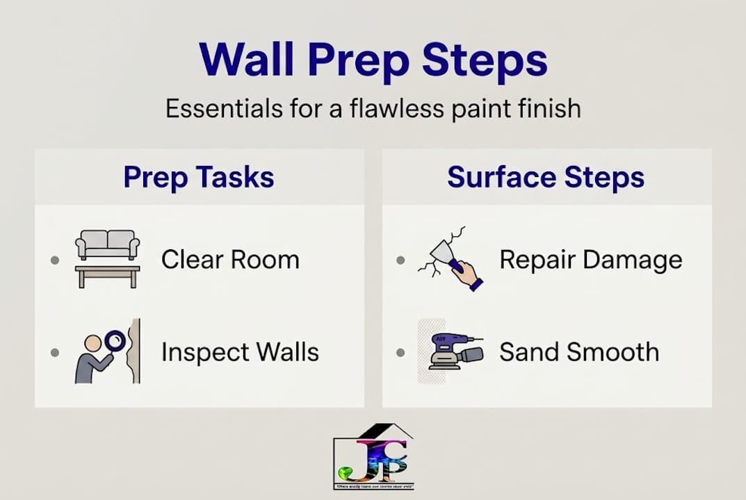 Infographic outlining wall prep steps for painting