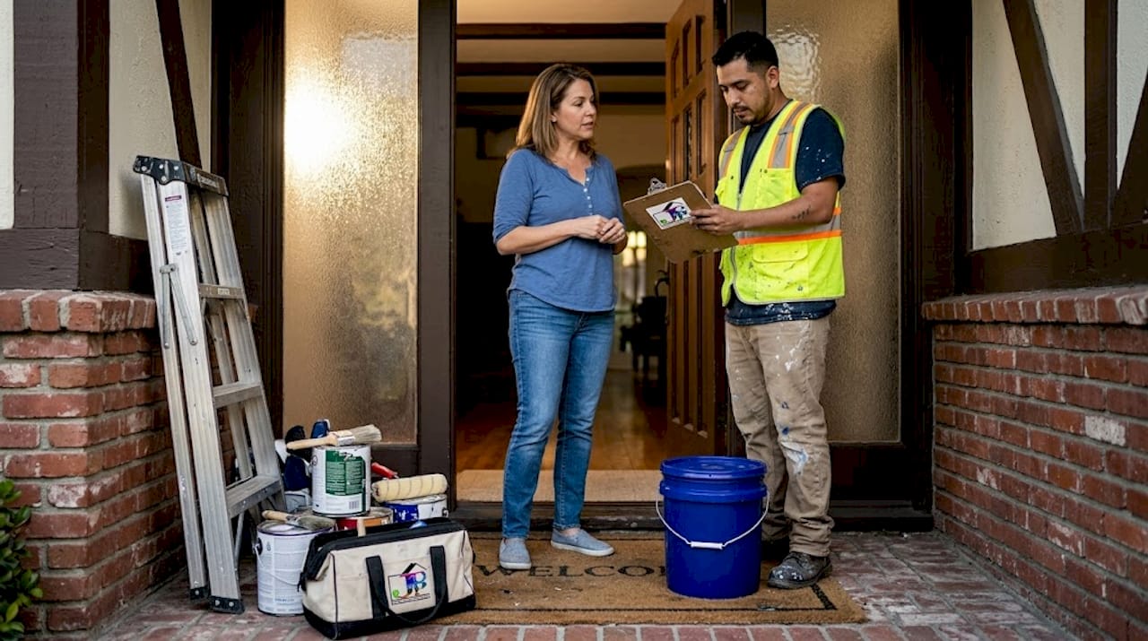 Homeowner checks contractor insurance paperwork