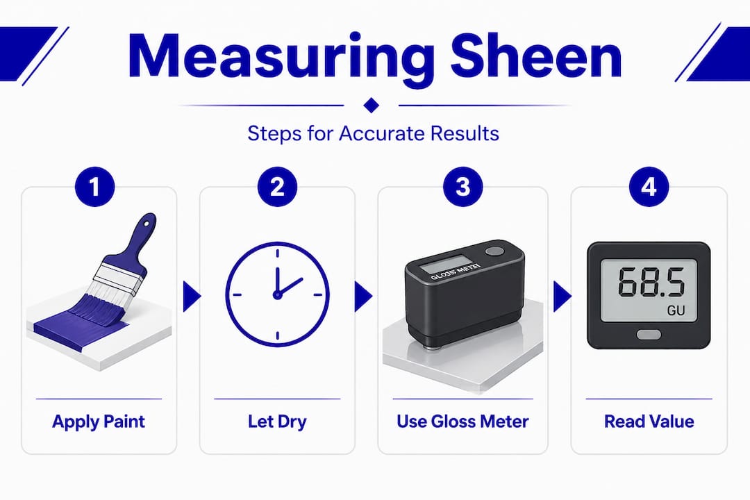 Infographic on steps to measure paint sheen accurately