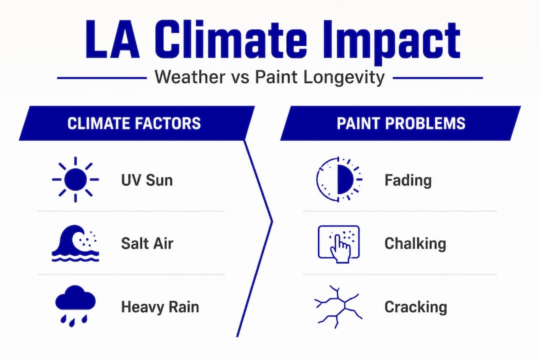 Infographic comparing climate and paint effects
