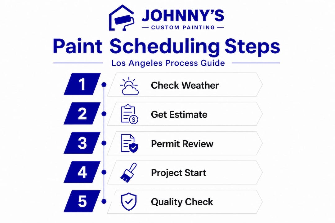 Vertical infographic showing paint project scheduling steps