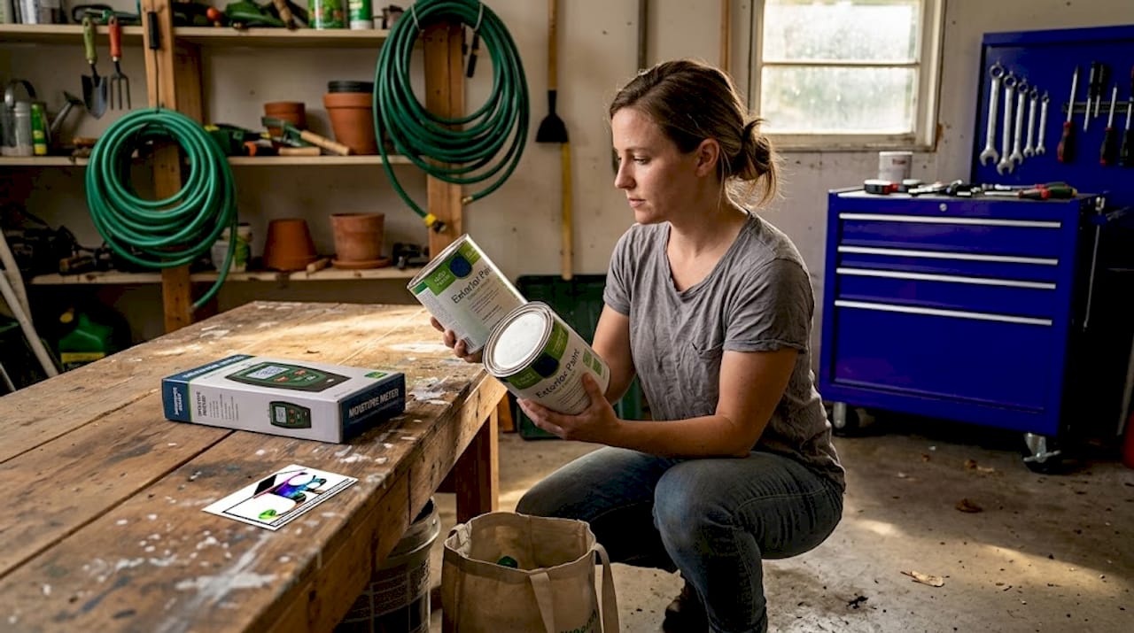 Homeowner reviewing eco-friendly paint options