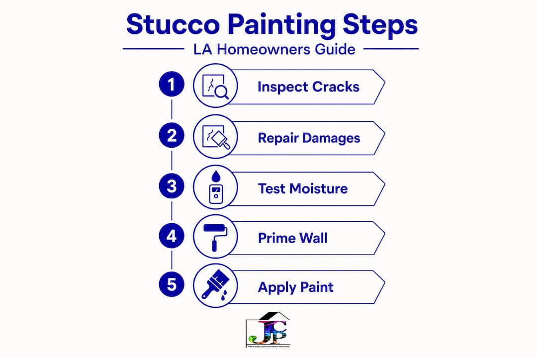 Infographic showing stucco painting steps process