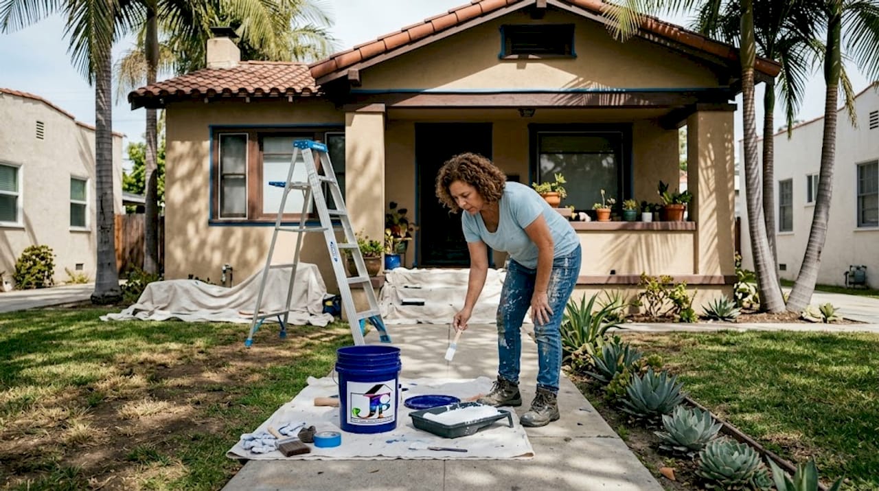 Homeowner prepping Los Angeles house for painting