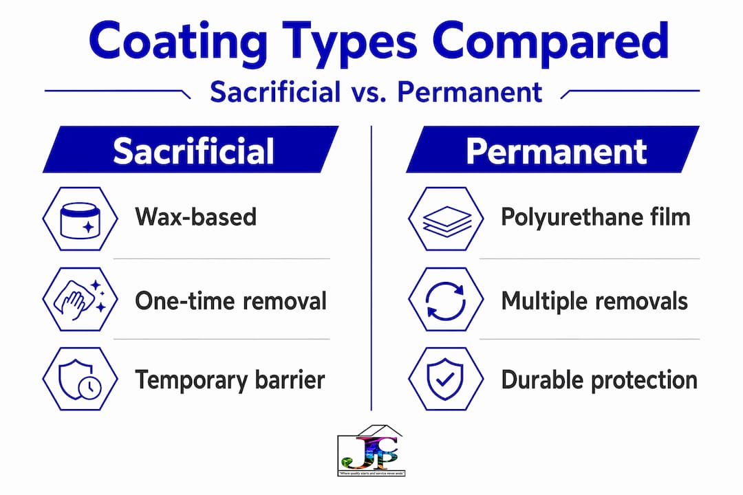 Infographic comparing sacrificial to permanent coatings