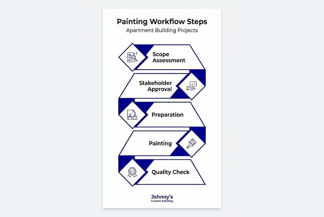 Infographic on apartment painting workflow steps