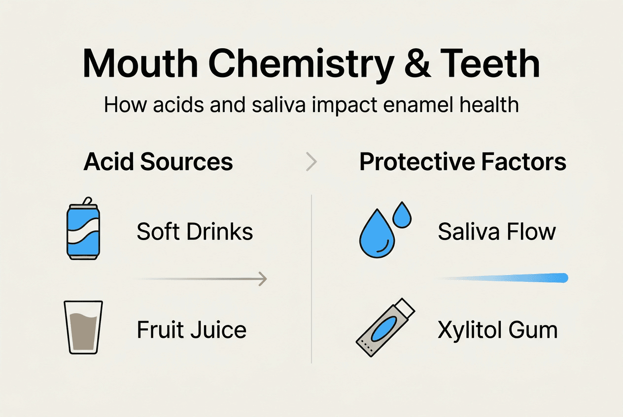 Infographic about acids, saliva, and enamel health