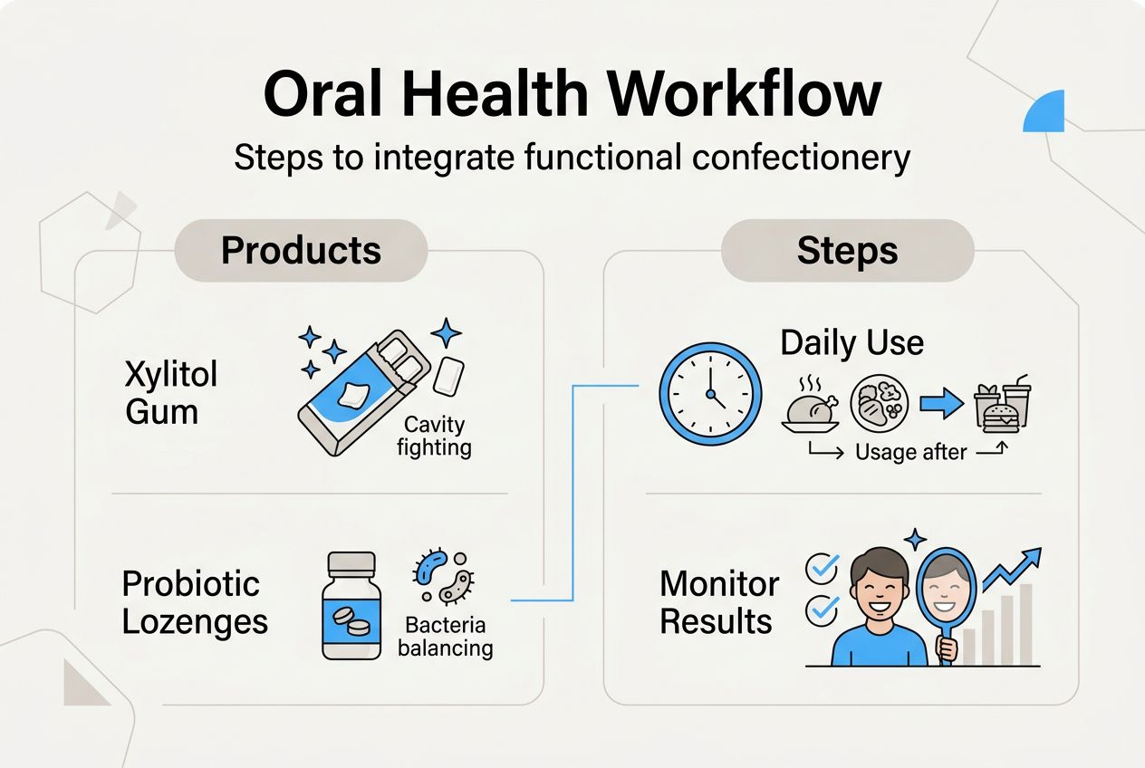 Infographic of oral health workflow steps and products