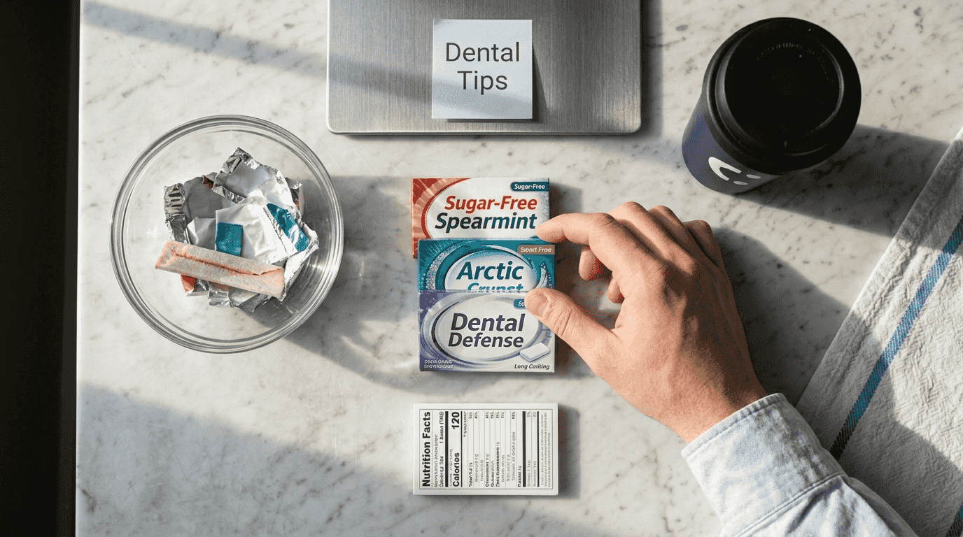 Sugar-free gum packets compared side by side
