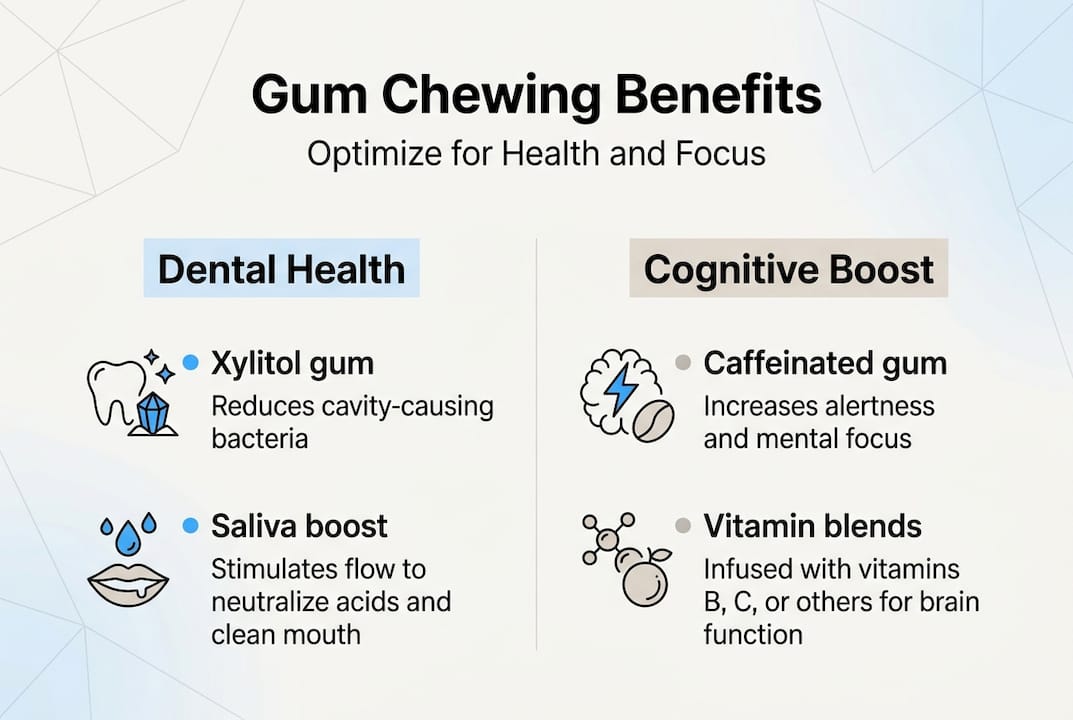 Infographic of gum types and health benefits