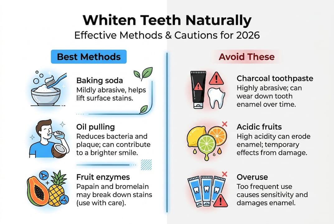 Infographic comparing safe vs unsafe whitening methods