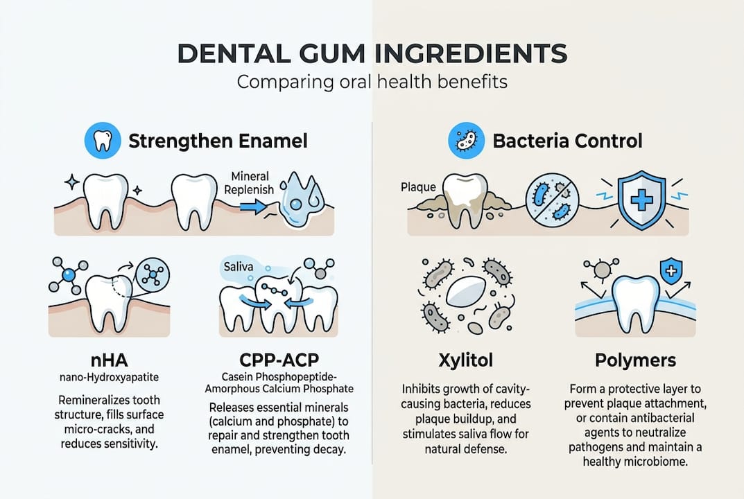 Infographic compares gum ingredients for oral health