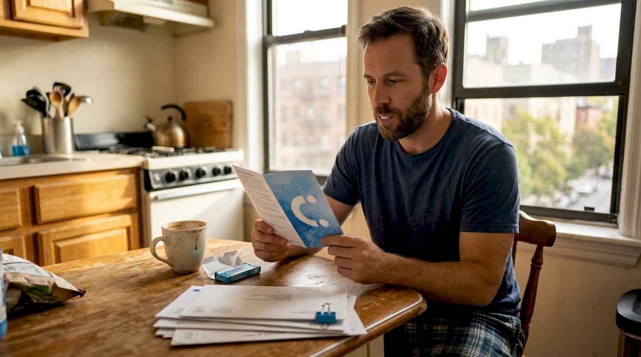 Person reading oral wellness gum brochure