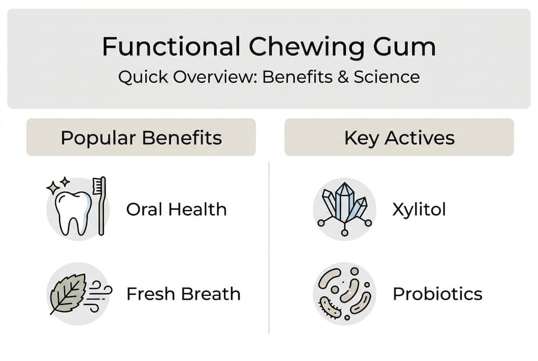 Infographic on chewing gum benefits and ingredients