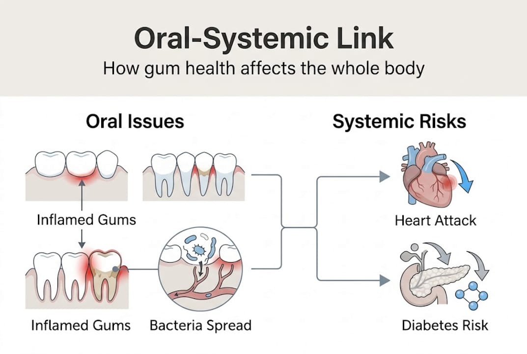 Infografía sobre salud oral y enfermedad sistémica