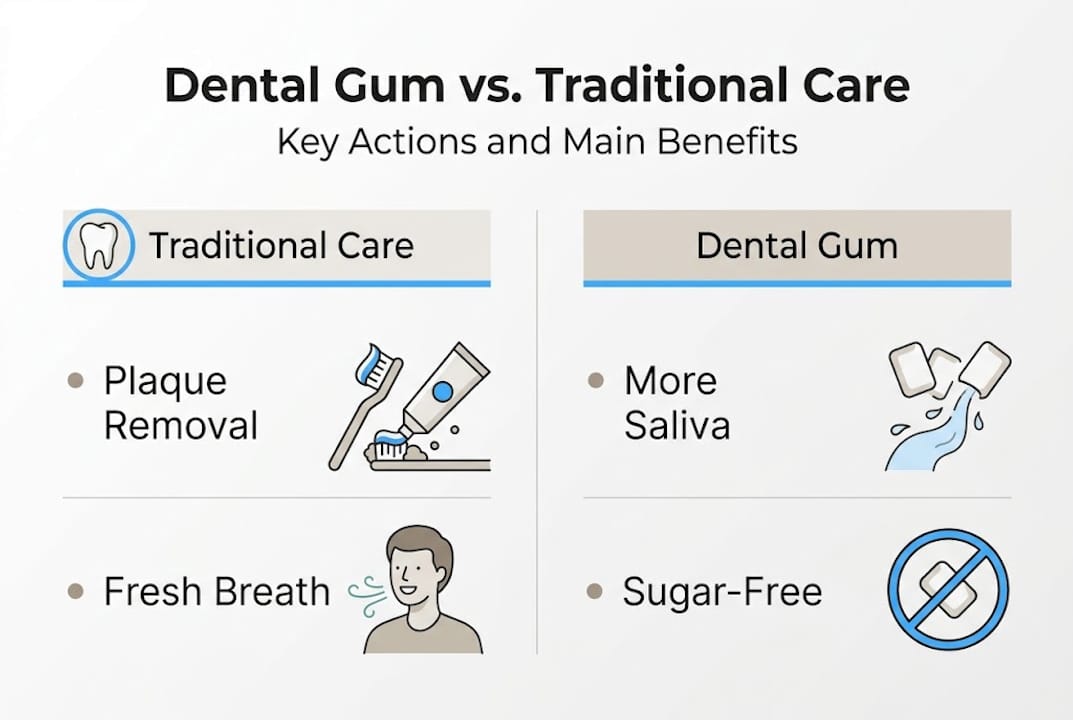 Infographic of dental gum versus traditional oral care