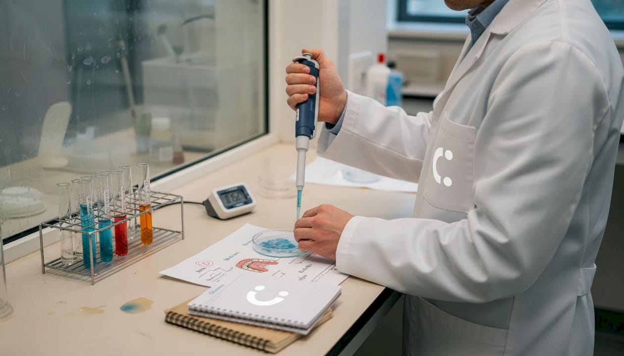 Técnico de laboratorio estudiando la formación de biofilm
