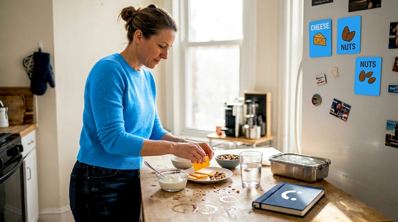 Mujer preparando snacks saludables para los dientes