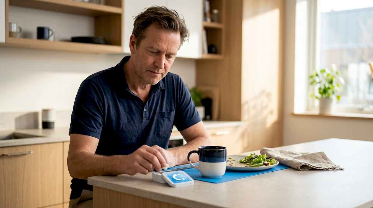 Man using functional gum after lunch