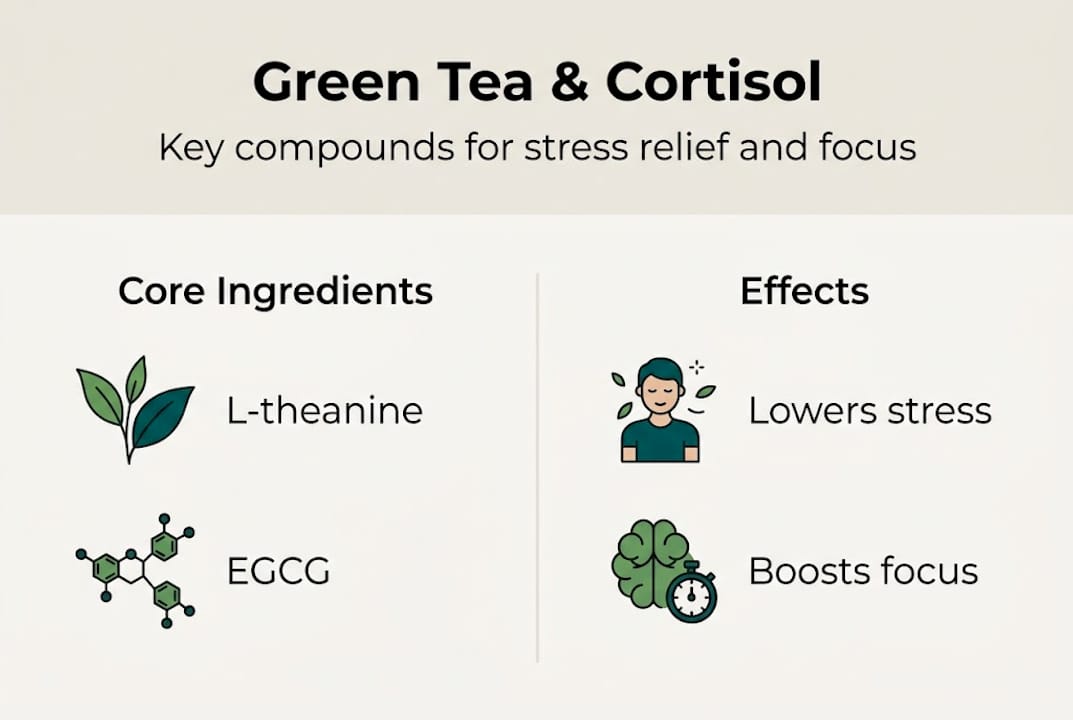 Infographic green tea key compounds and effects
