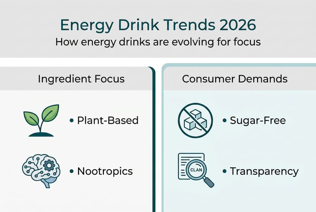 Infographic highlighting 2026 energy drink trends