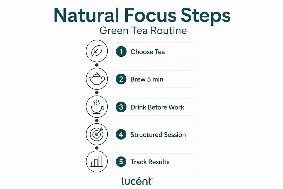 Infographic outlining green tea focus steps