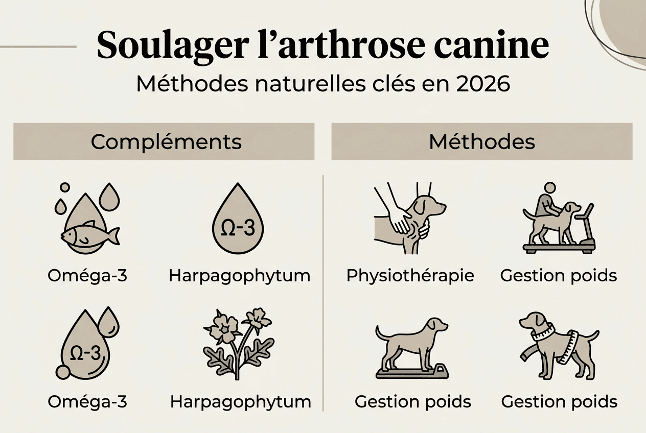 Infographie : solutions naturelles pour soulager l’arthrose chez le chien