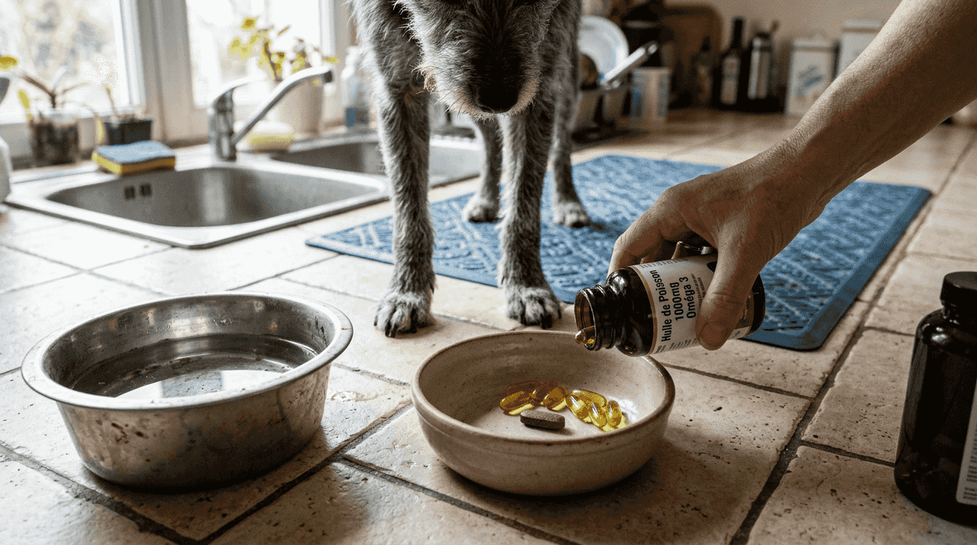 Préparation de compléments alimentaires naturels pour chien faite maison