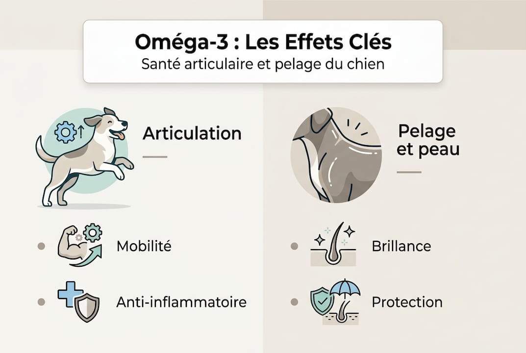Infographie : les bienfaits essentiels des oméga-3 pour le chien