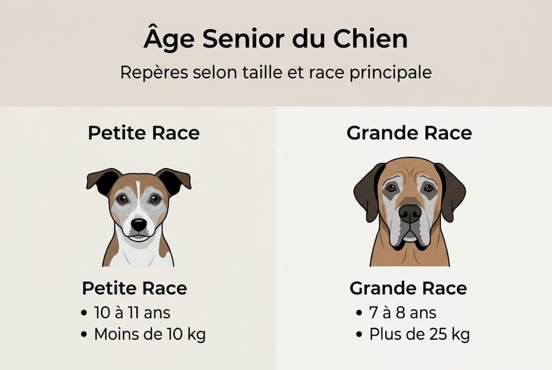 Âge senior chez le chien : à quel moment votre compagnon devient-il âgé selon sa taille ? (infographie)