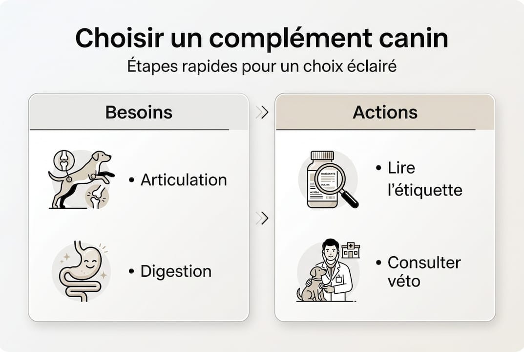 Infographie : les étapes clés pour bien choisir la complémentation alimentaire de son chien