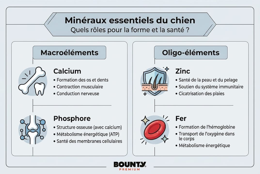 Infographie : l'importance des minéraux pour la santé du chien