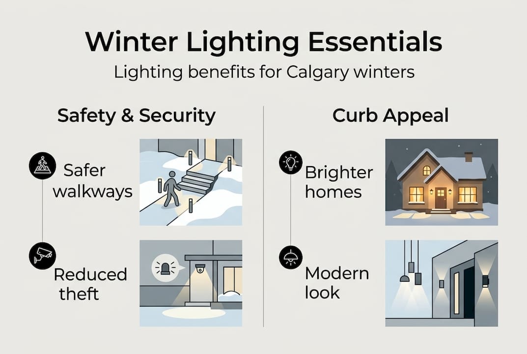 Infographic showing Calgary winter lighting benefits