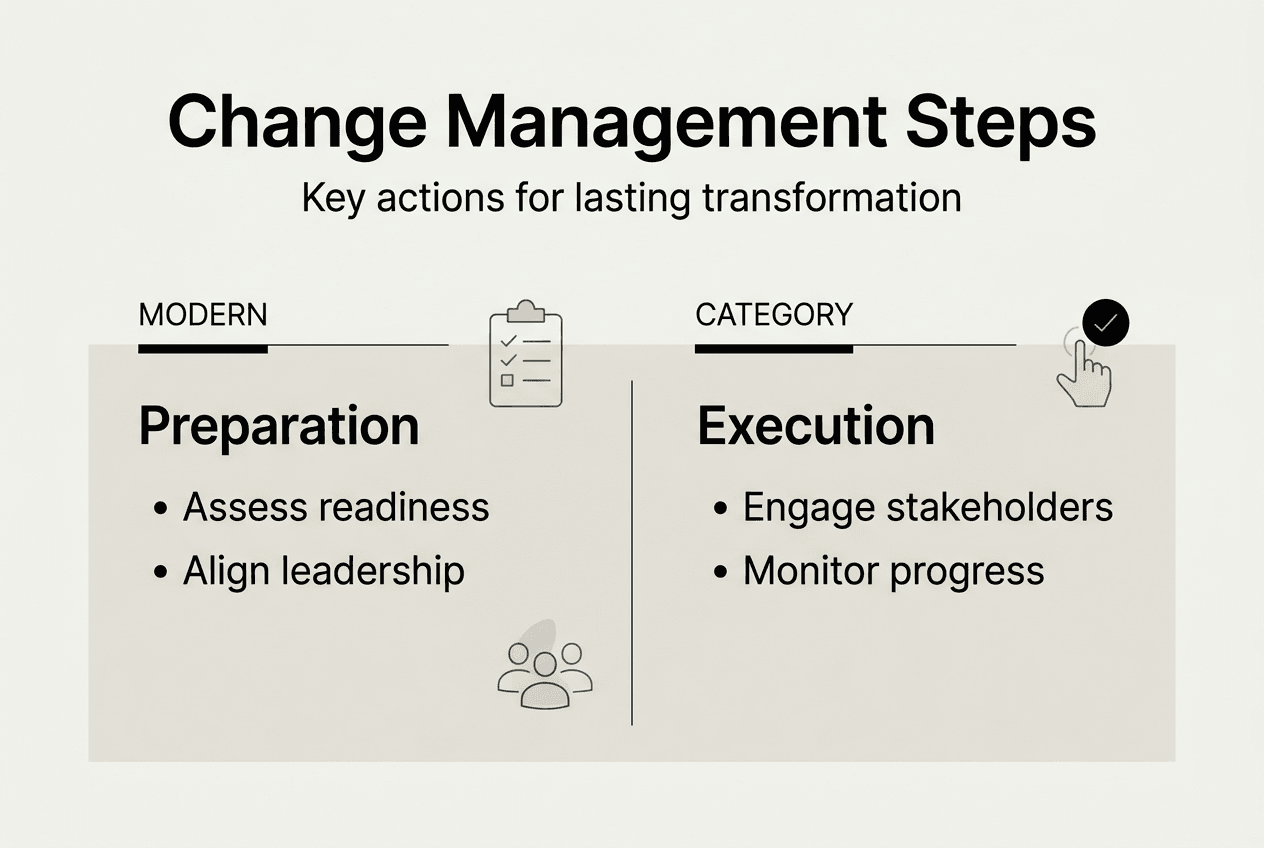 Infographic showing change management steps