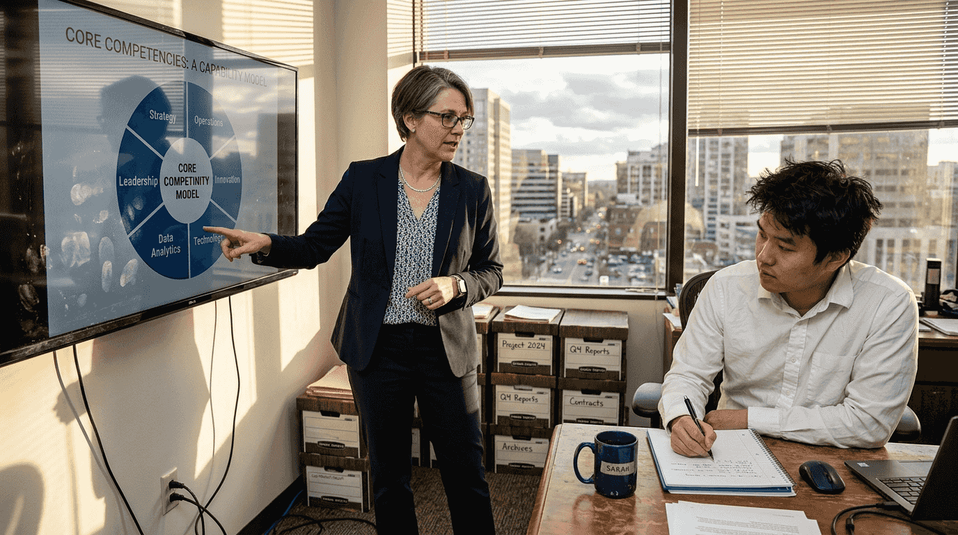 Business analyst explaining capability model