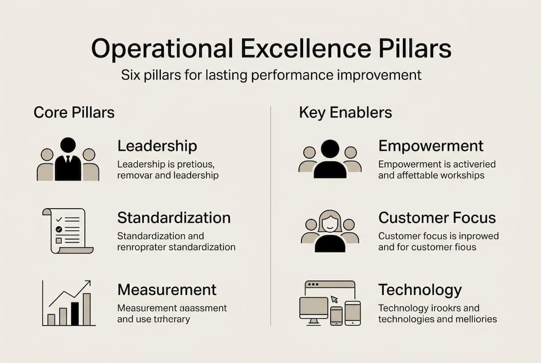 Infographic showing six pillars of operational excellence