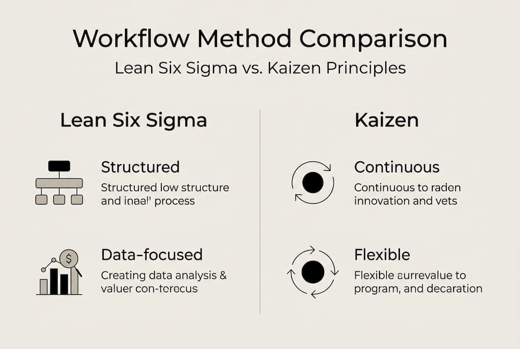 Infographic comparing Lean Six Sigma and Kaizen