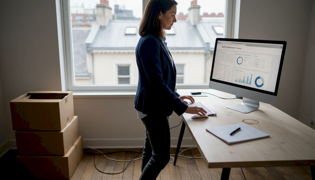 Retail manager reviewing sales transformation dashboard