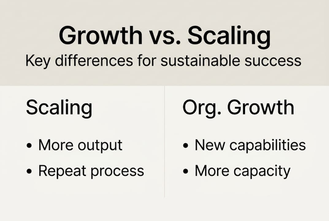 Infographic comparing growth and scaling key traits